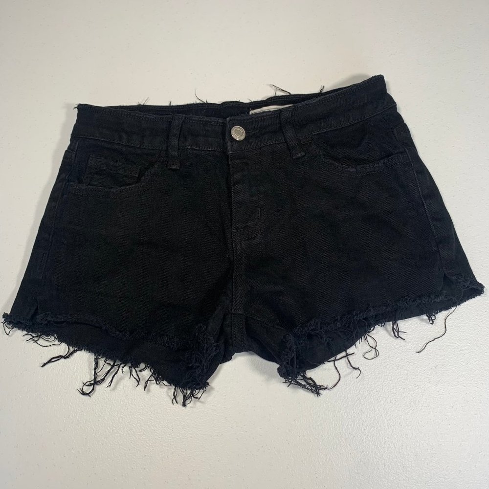 Black distressed frayed jean shorts denim size small